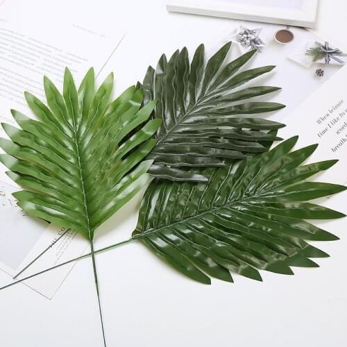Wedding and Home Decor Plant Artificial Green Kwai leaf Silk and Plastic Tropical Palm Leaves