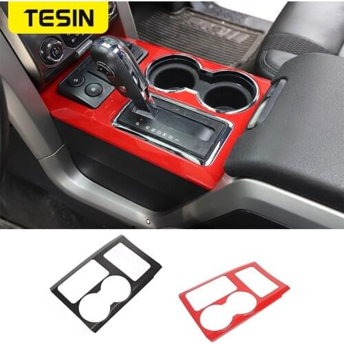 TESIN Interior Accessories For Ford F150 Raptor Car Gear Shift Box Panel Cup Holder Decor Cover For Ford F150 Raptor 2009-2014
