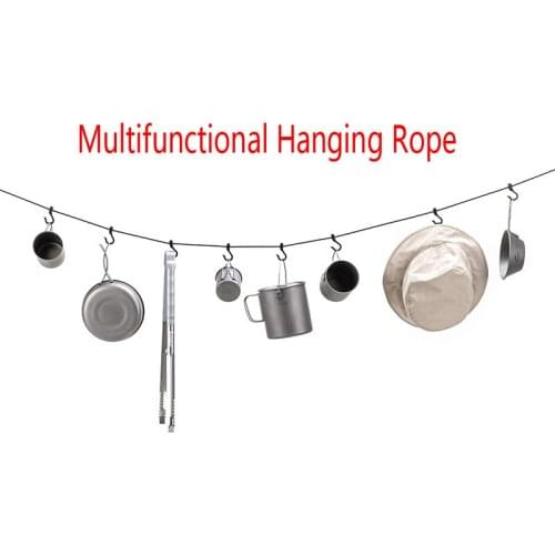 4.3m Hanging Rope Camping Accessories Multi-purpose Clothesline Adjustable Anti-slip Canopy Hanging Rope