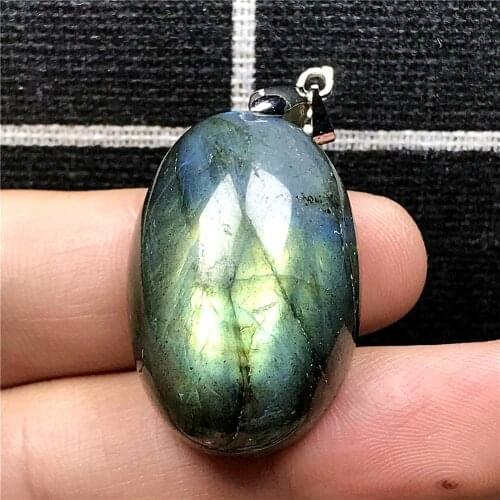 Top Natural Labradorite Pendant Jewelry For Woman Lady Man Yellow Light Crystal 29x20x12mm Beads Silver Moonstone Gemstone AAAAA