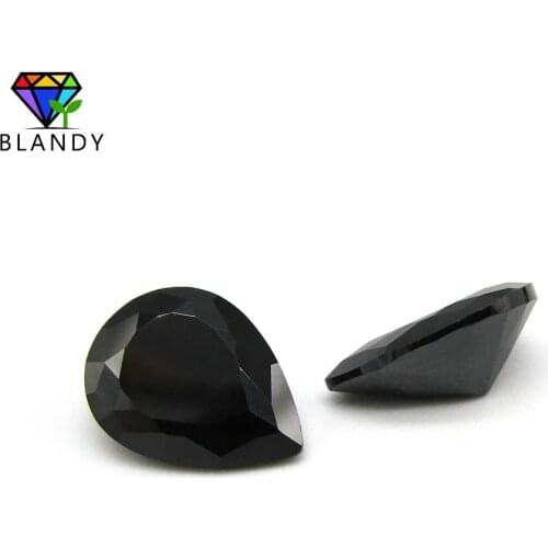 High Quality 2x3~8x10mm Pear Cut Nano Black Stone 5A Wax Setting Black Nano Synthetic Gems For Jewelry DIY Stone