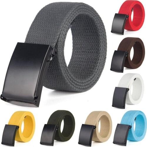 High Qualtiy Men Belt Unisex Male Casual Metal Buckle Plain Webbing Canvas Belts Luxury design Tactical Waist Belt Waistband