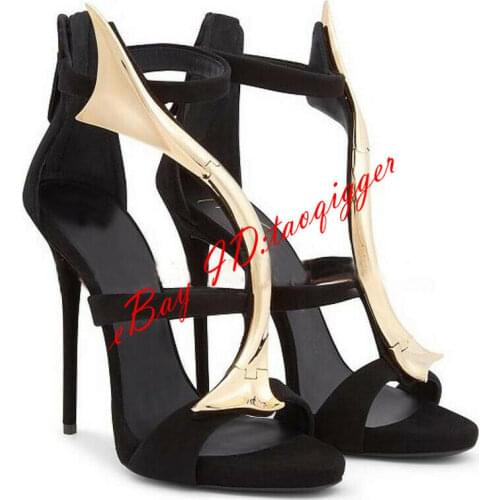 Super High Suede Womens Stilettos Party Open Toe Sandals High Slim Heel Shoes Luxury Gladiator New 2021