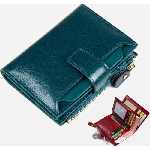 Female RFID Blocking 100% Genuine Leather Wallet Women Business Credit Card Holder Fashion Luxury Purses for Women