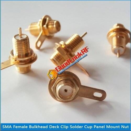 10X Pcs/lot Brass SMA Female With O-ring Bulkhead Mount Panel Deck Nut Jack handle Solder Solid needle RF Coaxial Connector