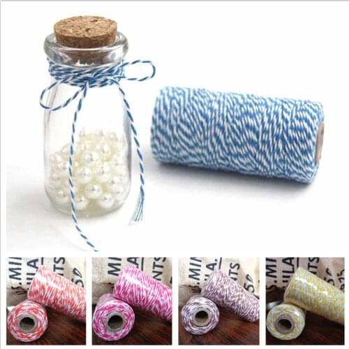 100M Color Cotton Rope Cotton Thread Tag Braided Rope Baking Packaging Gift Wedding Party Decoration Rope