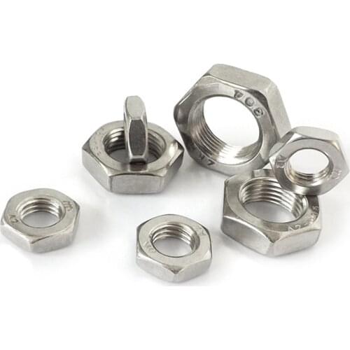 100pcs/lot DIN439 Stainless steel hex thin nuts M2 M2.5 M3 M4 M5 M6