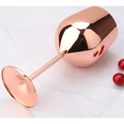 2PCS Stainless Steel Goblet Champagne Wine Glass Cocktail Glass Creative Metal Winebowl Rose Gold for Bar Restaurant 500/200ML