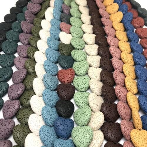 20/26mm Heart Color Natural Volcanic Rock Lava Spacer Beads Loose Beads For Charms Earrings Necklace Bracelet Making DIY Jewelry