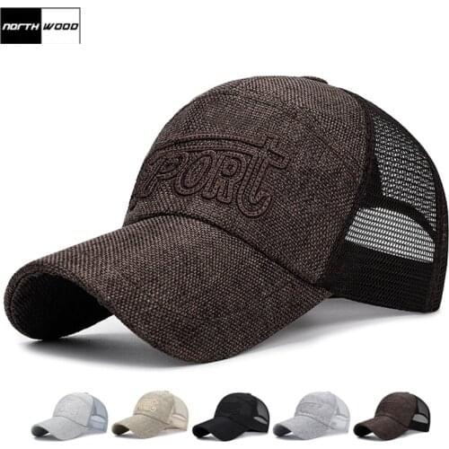NORTHWOOD Long Brim Sports Mesh Hat Mens Baseball Cap Women Summer Snapback Hat Bone Trucker Caps For Men Sun Sport Cap