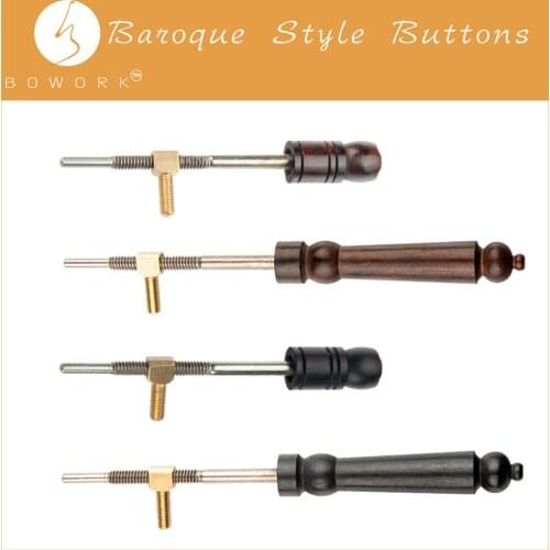BOWORK 5PCS Baroque Style 4/4 Violin Bow Frog Buttons W Bow Frog Eyelet Rod For Violin Snakewood Bow Parts Violin Bow Making