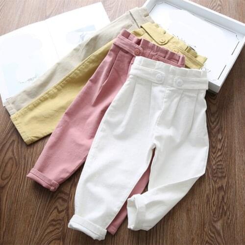 Girl Pants Kids Trousers pring Autumn Clothes children pants for baby boys girls casual pants factory four buttons solid white