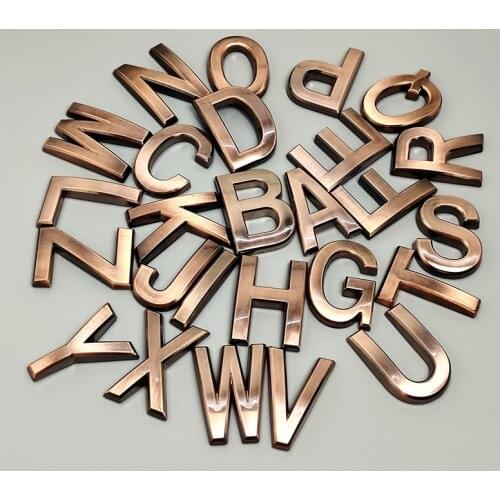 5cm A-Z Alphabet Modern House Number Letter Stickers 3D Hotel Apartment Door Number Plastic Red Copper Bronze Name Plate