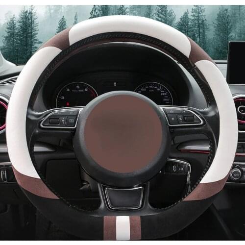 Car Steering Wheel Cover for Girls 36/38cm D Shape Snow Fleece Cute Assessoires Interior for Women for Gti Vw Golf Mk7 6 Peugeot