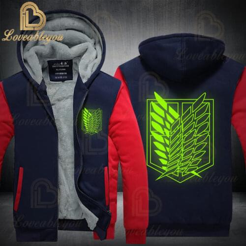 Anime Attack on Titan Fleece Warm Sweatshirts Thicken Coat Halloween Party Hoodies Costume Legion Clothing Winter Hoodies