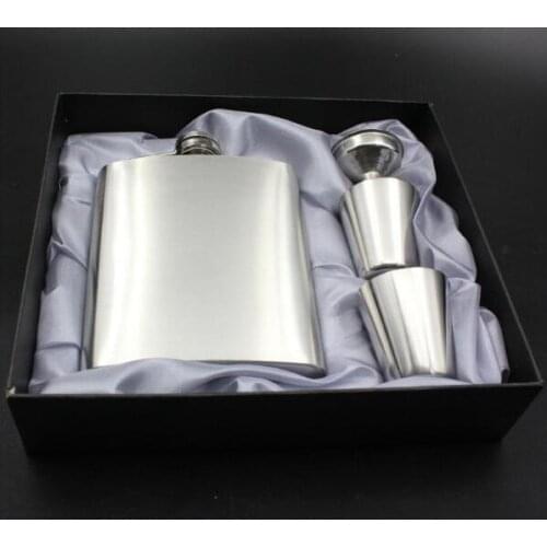 30set 7 Ounce Stainless Steel Hip Flask With 2 Shot Glass Cup And Funnel In Black Portable Gift Box Set