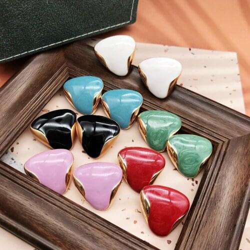 Geometric Triangle Alloy Clip Earrings, More Colors Oil Painting Enamel Brincos Jewelry For Women