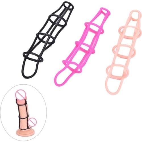 Hot Sex Products For Men Male Silicone Cock Ring Penis Enlargement Delay Net Enhanced Sweet Cage Erotic Toy