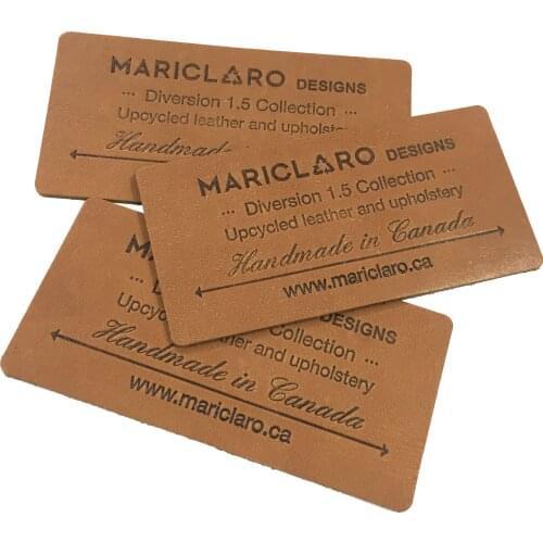 Custom Genuine Leather Label for jeans / bags / clothes , Leather patch debossed / engraved logo