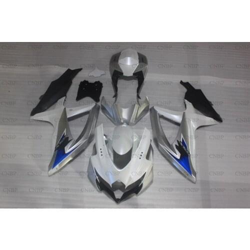 GSX R 600 2008 - 2010 K8 Motorcycle Fairing GSXR750 08 10 Motorcycle Fairing GSXR 750 2010 Pearl Silver White Abs Fairing
