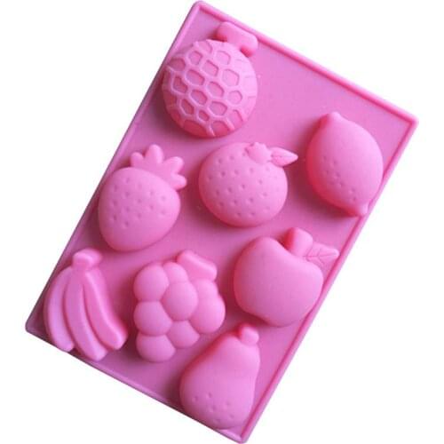 Random color Bakeware Cake Tools 8-Cavities DIY Cake Cookie Icecream Sweet 3D Fruit Shape Chocolate Silicone Mold Random color