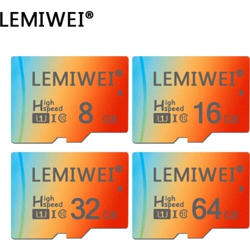 Lemiwei 32GB Micro SD TF Card 64GB Class 10 Flash Memory Microsd Card Gradient Three Colors High Quality TF Card 8GB 16GB For PC