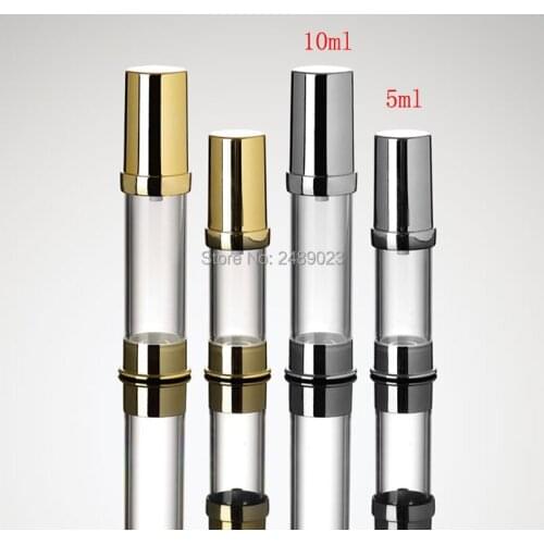 Mini 5ml 10ml Airless Pump Bottle Refillable Foundation Container -Lotions and Gels Dispenser Lightweight Leak Proof 10pcs/lot