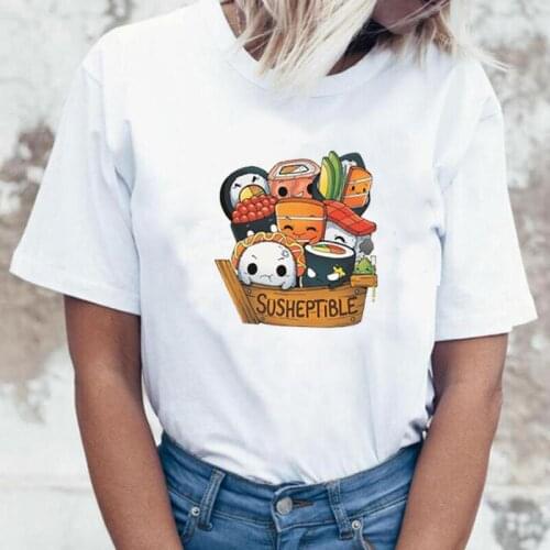 Fashion Summer Casual Tee Shirt Femme Kawaii Delicious Food Sushi Babys Print T Shirt Women Tops Harajuku T-shirt Camiseta Mujer