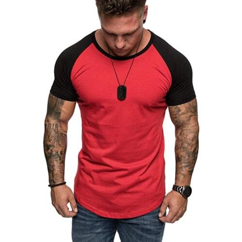 Mans T-shirt Slim fashion contrast Color o-neck sports Casual Short sleeve t shirt men summer Top Tees