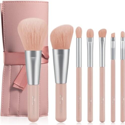 Anmor 7Pcs Portable Makeup Brushes With Bag Set For Powder Contour Eyeshadow Concealer Eye Make Up Brush Cosmetics Tools