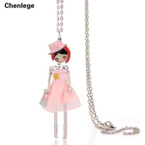 2017 new fashion doll pendant necklace long jewelry big choker lovely dress women accessories free shipping european chains