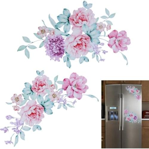New Flowers 3D Wall Stickers Beautiful Peony Fridge Stickers Wardrobe Toilet Bathroom Decoration Vinyl Wall Decals/Adhesive 2019