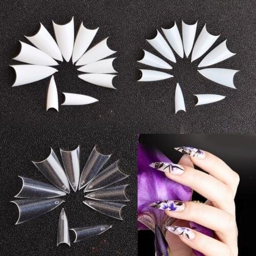 New 500PCS/Bag False Nails Art Tips Natural /Clear/White Stiletto Sharp French Artificial Nails Acrylic Fake Nails Tips Design
