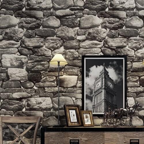 Stone Wallpaper Simulation Retro Nostalgic Imitating Stone Rock Stone 3D Restaurant Art Stone Background Wall Wallpaper