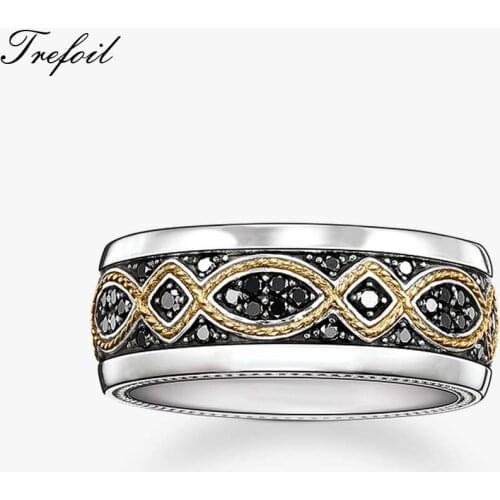 Gold Color Love Knot Wedding Bands Rings, 925 Sterling Silver Anel Masculino Fashion Jewelry Trendy Gift For Women and Men 2018