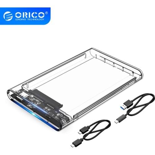 ORICO Type C 2.5'' Transparent HDD Case USB3.1 Gen2 10Gbps Hard Drive Enclosure Support UASP Protocol With Type-C to C Cable