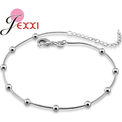 Korean Trendy Simple 925 Sterling Silver Adjustable Charm Bracelet Beads Charms Bracelet Bangle Friendship Jewelry