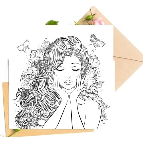 Shy Girl Transparent Clear Stamps for DIY Scrapbooking/Card Making Stamps Fun Decoration Supplies