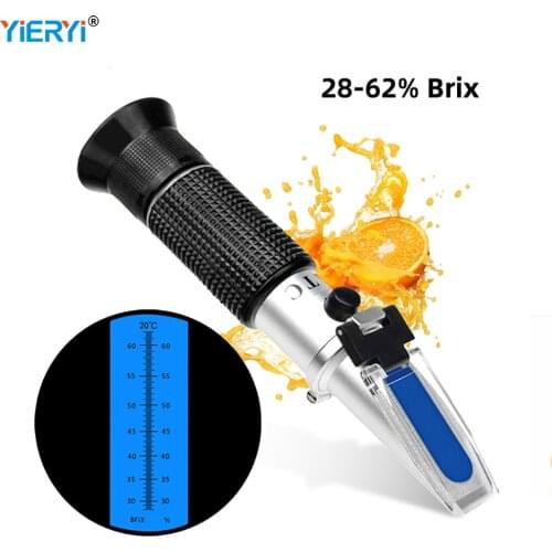 ATC Brix 28~62% Sugar Refractometer HandHeld Tester Home Brewing Equipment Meter Detector for Sweet Fruit Sauce Juice Jam Drinks
