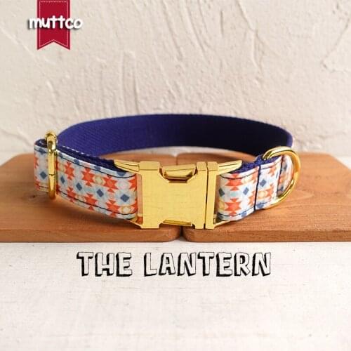 MUTTCO retailing British style collar handmade necklace bowknot THE LANTERN plaid fashion dog collar leash set 5 sizes UDC056B