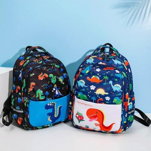 Cartoon Dinosaur School Bag Backpack Blue for Girl Boy Children Cute Animal Shoulder Backpack Large Capacity Waterproof Backpack