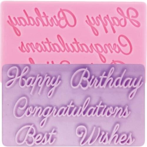 Letters Silicone Mold Cake Border Fondant Molds Birthday Party Cake Decorating Tools Chocolate Gumpaste Mould Clay Candy Moulds