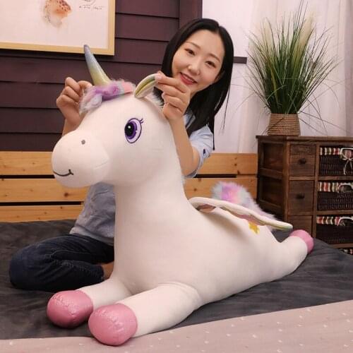 Cute Soft Unicorn Pillow Plush Toys Stuffed Dolls Office Nap Pillow Bed Sleep Pillow Home Decor Gift Doll for Kids Girl