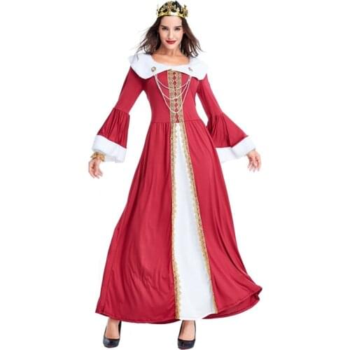 Medieval European Retro Adult Women Queen Cosplay Female Halloween Princess Costumes Carnival Purim Stage Role Play Party Dress