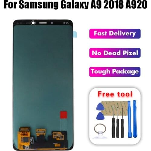 Super AMOLED OLED For Samsung A9 2018 A920 LCD Display Touch Screen Digitizer Assembly SM-A920 A920FD A920 A920F Display