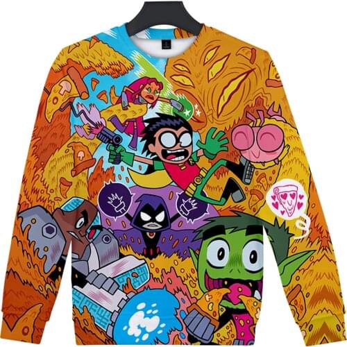 Anime Teen Titans Go 3D Print Autumn Winter Holiday Passionate Style Men/Women Casual Kawaii Style Round Sweatshirt Long Sleeve