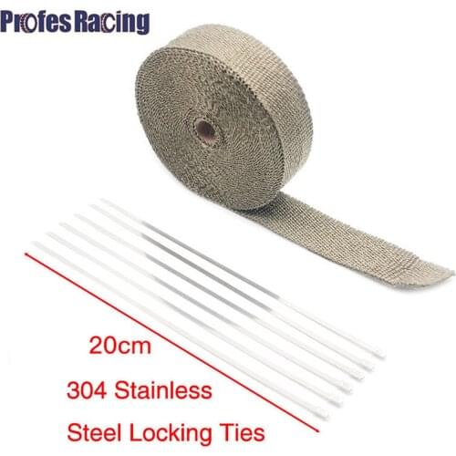 Heat Exhaust Tape 5/10/15/20M Motorcycle Exhaust Thermal Tape Wrap Manifold Insulation Roll Resistant with Stainless Ties