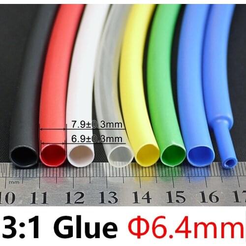 Diameter 6.4mm Heat Shrink Tubing 3:1 Ratio Dual Wall Thick Glue Waterproof Wire Wrap Insulated Adhesive Lined Cable Sleeve