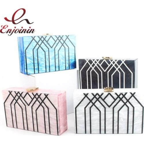 Acrylic Design Geometric Stripe Party Clutch Bag Evening Bag For Women Flap Crossbody Mini Messenger Bag Bolsa Shoulder Bag