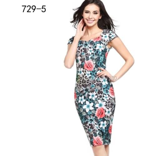 2019 New Summer Empire Flower Print Short Womens Dress Slim